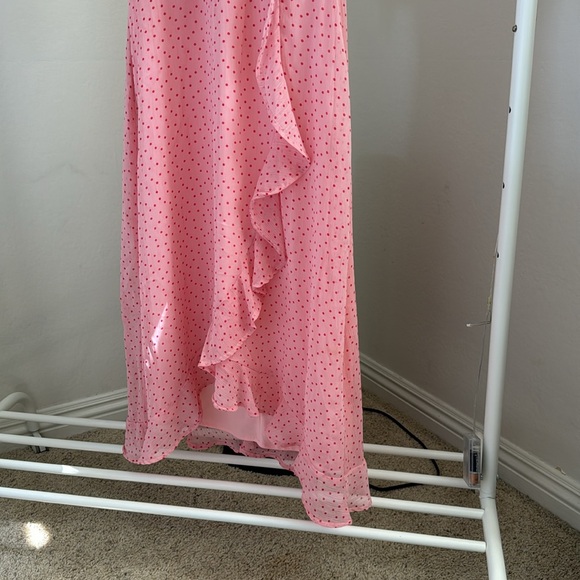 Lulus polka dot midi dress high low Galentines dress - Picture 5 of 16